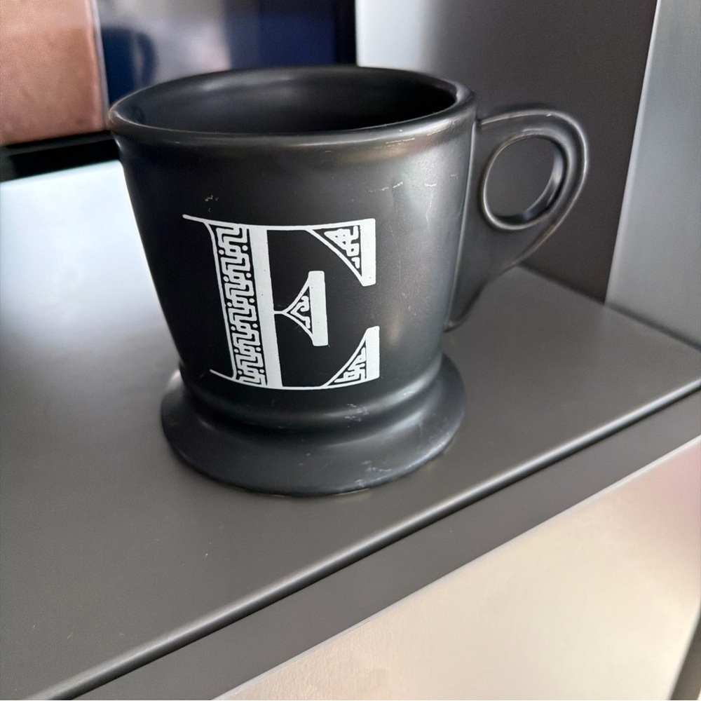 Anthropologie Black and White Ceramic shaving Mug